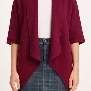 Theory Nisa Cashcotton Open Front Cardigan Plum Purple Petite P/TP